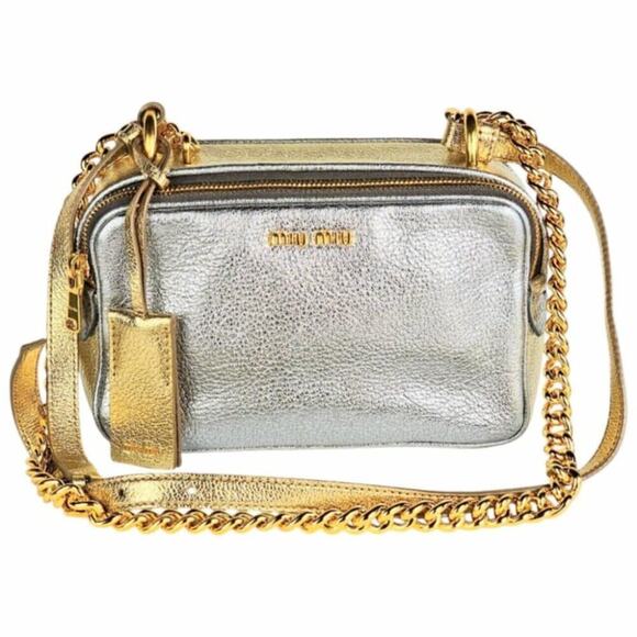 MIU MIU Leather Crossbody Camera Bag Chain Strap COA Pristine - Picture 1 of 16